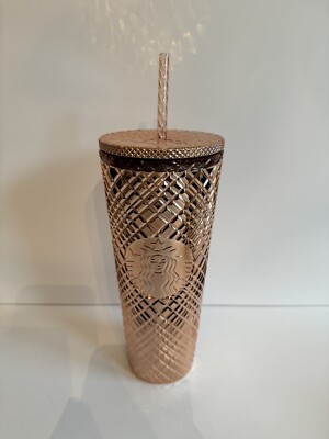 Starbucks Limited Edition Rose Gold Metallic Bling Tumbler 24oz No