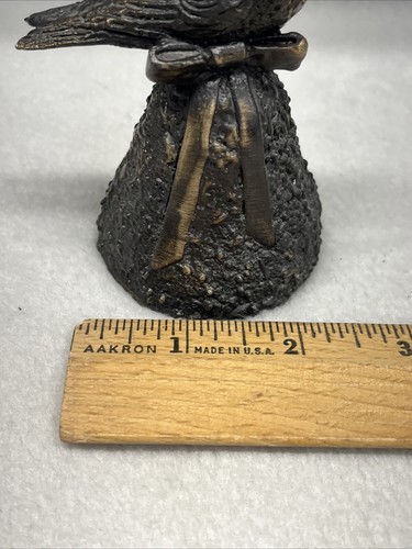 Vintage Wally Shoop Cast Bronze Bird W/ Ribbon Bell - Picture 9 of 11