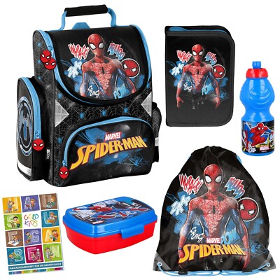 Marvel Spiderman Schulranzen 6er SET Ranzen Federmappe Turnbeutel Aufgabenheft