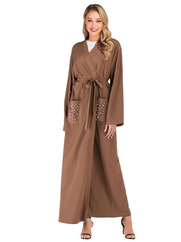 Cardigan donna musulmano aperto caftano abiti lunghi kimono islamico Dubai abiti abito - Foto 11 di 19