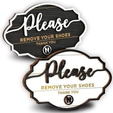 Please Remove Your Shoes Sign - 2 Pack Take Your Shoes Off Sign For Front