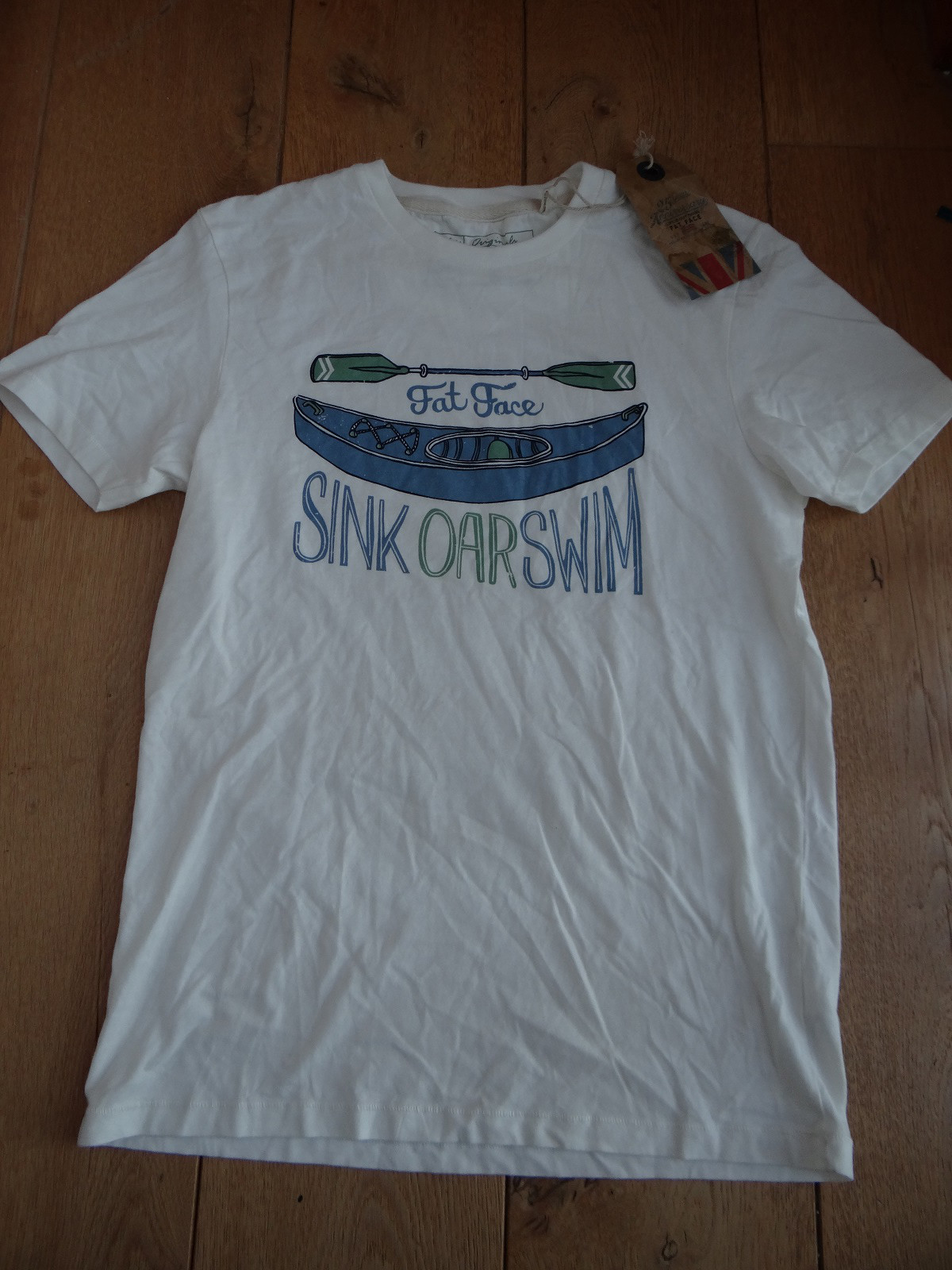 FILA FAT FACE SINK OAR SWIM CANOE KAYAK TEE ROWING T SHIRT COTTON XS MEN TEEN WHITE