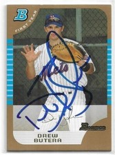 DREW BUTERA Autographed Signed 2005 Bowman GOLD card #BDP44 New York Mets