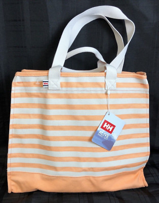 Helly Hansen Marine Tote Bag Purse Melon & Ivory Stripe #67433 - Flaw Faded/New
