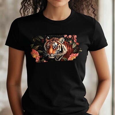 Women's Japanese Tiger Print Cotton T-Shirt Size S to 3XL