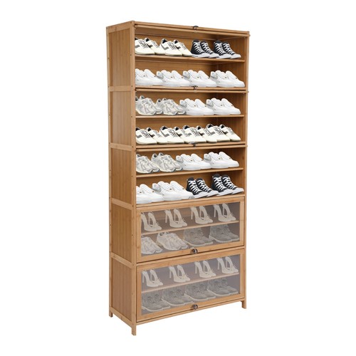 Zapatero de bambú de 10 niveles organizador de gabinete estante de madera soporte almacenamiento estante para libros - Imagen 6 de 16
