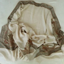 BEAUTIFUL SOFT VERY FINE WEAVE CREAM PAISLEY SHAWL LIGHTWEIGHT INDIA