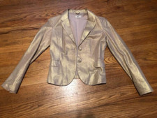 Woman's Vintage June 100% Genuine Leather Metallic Gold Jacket Size S