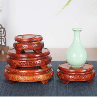 Sandelholz Rund Display Ständer Teekanne Bonsai Vase Basis Regal Heim Dekoration