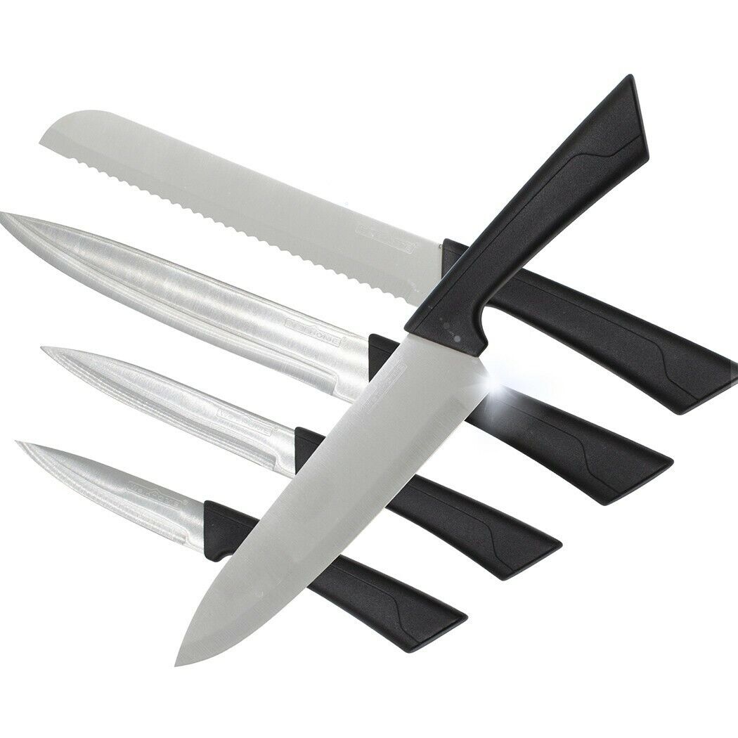 548998 Pack 5 cuchillos de cocina acero inoxidable mango ergonómico de 22...