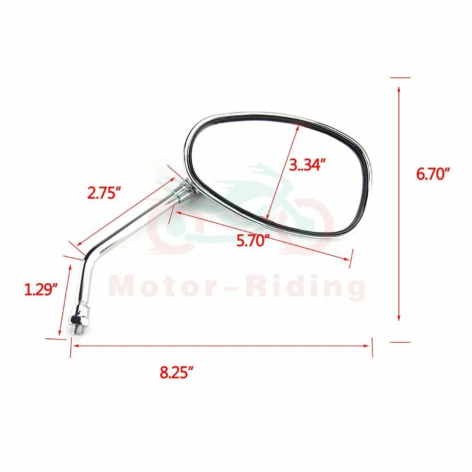 Espejos retrovisores laterales cromados de vástago largo para motocicleta para Honda Kawasaki Suzuki 10MM Foto 3 de 4