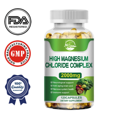 NL Magnesium Magnesium Chloride 120 Capsules 2000mg Nervous System Support 
