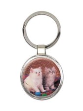 Cat : Gift Round Keychain Cute Kitten Pet Animal Feline Pets Lover Mom Dad