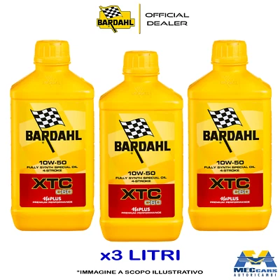 BARDAHL XTC C60 10W50 Olio Motore MOTO Sintetico API SN | JASO MA-MA2 3 L LITRI