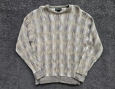 Vintage Sweater Mens Large Multicolor Geometric Knit Pullover Grandpa 1990s