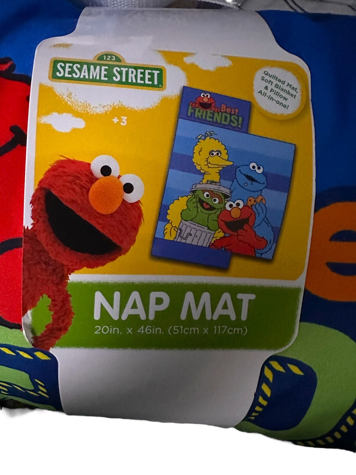 Sesame Street Nap Mat Built-In Pillow Blanket Best Friends Elmo Cookie ...