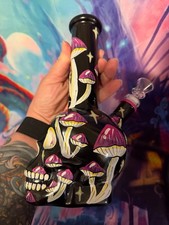 Bong de cristal con calavera de setas para fumar calavera y setas 14 mm estilo gótico