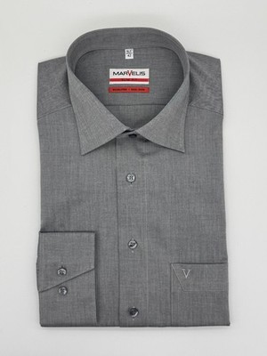 Marvelis Langarm Hemd Slim Fit Grau mit Brusttasche 4704-64-65 E8K