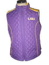 WOMEN'S NCAA LSU TIGERS QUILTED VEST sz LARGE CARL BANKS GIII