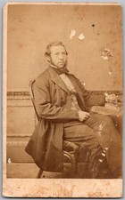 Antique CDV Circa 1860s London School Handsome Bearded Man In Suit UK