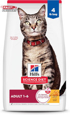 Hill'S Science Diet Adult 1-6 Dry Cat Food, Chicken, 4 Lb. Bag