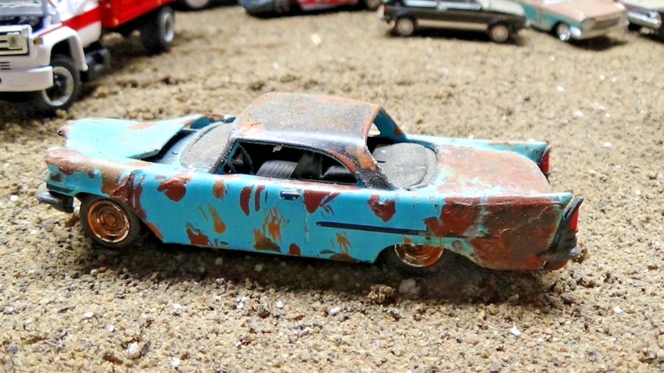 57 Chrysler 300 car Weathered Custom Barn Find Abandon Junkyard 1/64 - Image 3 of 4