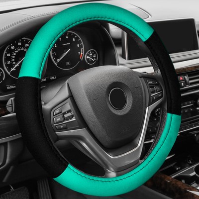 FH Group Cloth Car Steering Wheel Cover for Sedan, SUV, Van, Fits 14.5'' - 15.5''
