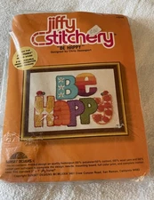 Jiffy Stitchery  Kit  "Be Happy”   NEW in Pkg    Vintage 1970s Chris Davenport 
