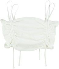 American Eagle Womens Solid Bandeau Swim Top, white, L