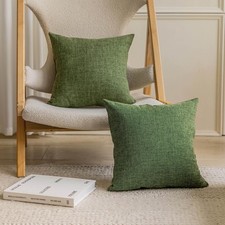 Euro Pillow Sham 26x26 Inch Lined Linen Solid Textured 2 Pack - Couch Floor