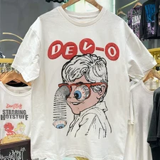 Vintage Devo Slinky Eyes White T-Shirt Short Sleeve All Size S to 5XL ZL007