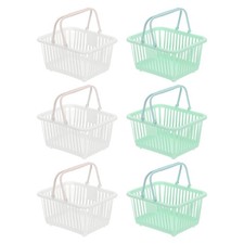 6PCS Mini Shopping Baskets with Handles Small Tiny Baskets, White Green