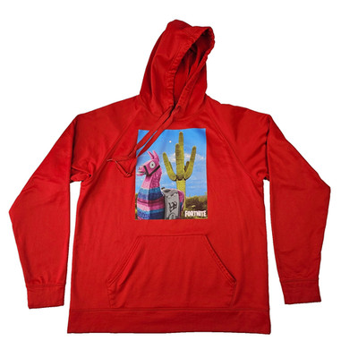 Fortnite Hoodie Mens L Red Loot Llama Cactus Graphic Sweatshirt Epic Games