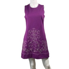 Banana Republic Dress Women's Size 6 Sleeveless Purple Embroidered Sheath