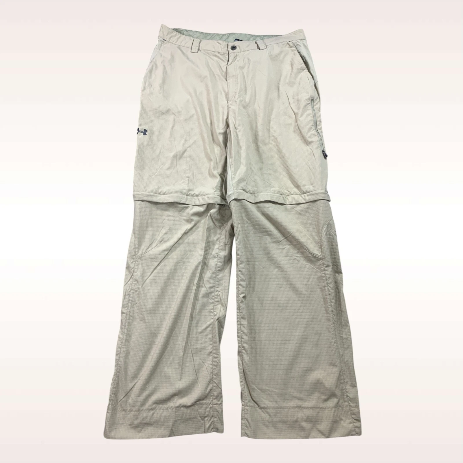 Under Armour Convertible Pants Mens 36x32 Beige Zip-Off Ripstop Tactical Wicking