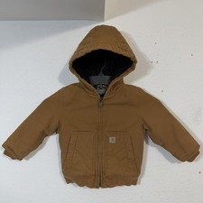 Carhartt Jacket Youth 3T Hooded Quilted Lined Canvas Workwear Boys Outerwear