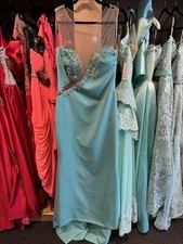 Aqua Blue Illusion Beaded Sweetheart Cutout Evening Gown Dress 12 Saiid Kobeisy
