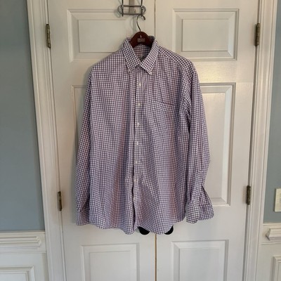 Peter Millar Nanoluxe Gingham Check Button Down Shirt Men s XL Long Sleeve