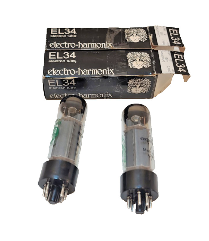 New Matched Quad Pair (2) Electro‑Harmonix EL34 Small‑Bottle Power Tubes