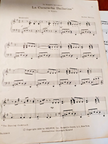 SHEET MUSIC LA CUCARACHA BAILARINA PIANO SOLO RUMBA 1956 - Picture 2 of 3