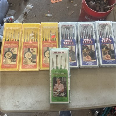7-NEW AND WRAPPED ROYAL LANGNICKEL BRUSH PACKAGES-GREAT QUALITY-SELLING TOGETHER