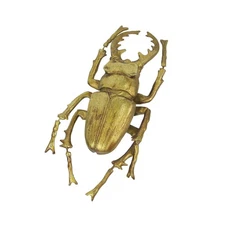 Resin Gold Stag Beetle Painted Sculpture Wall Art Home Decor Hanging Statue