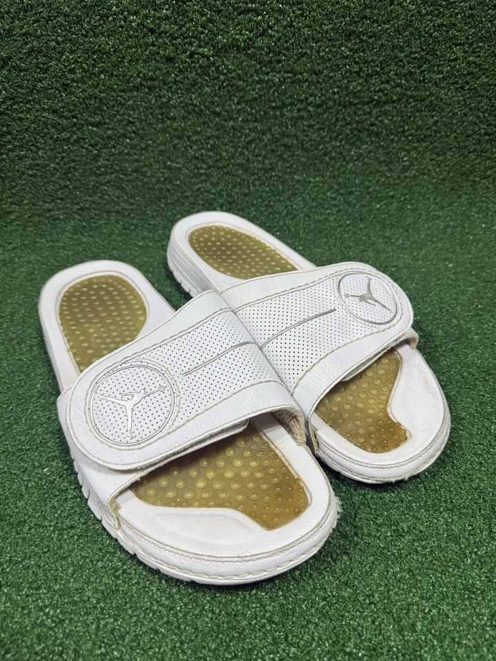 Talla 12- Air Jordan Hydro 2007 para hombre 4 extensiones blanco metálico plateado RARO Foto 2 de 4