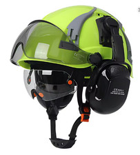 CE Construction Safety Helmet with Visor Built In Goggles ABS Hard Head Hat Cap