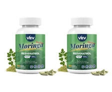 VEV Moringa Capsules with Turmeric & Resveratrol Immune Support & Energy 2 Pack