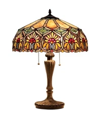 Chloe Lighting Sunny Tiffany-style 2 Light Floral Table Lamp 18" Shade