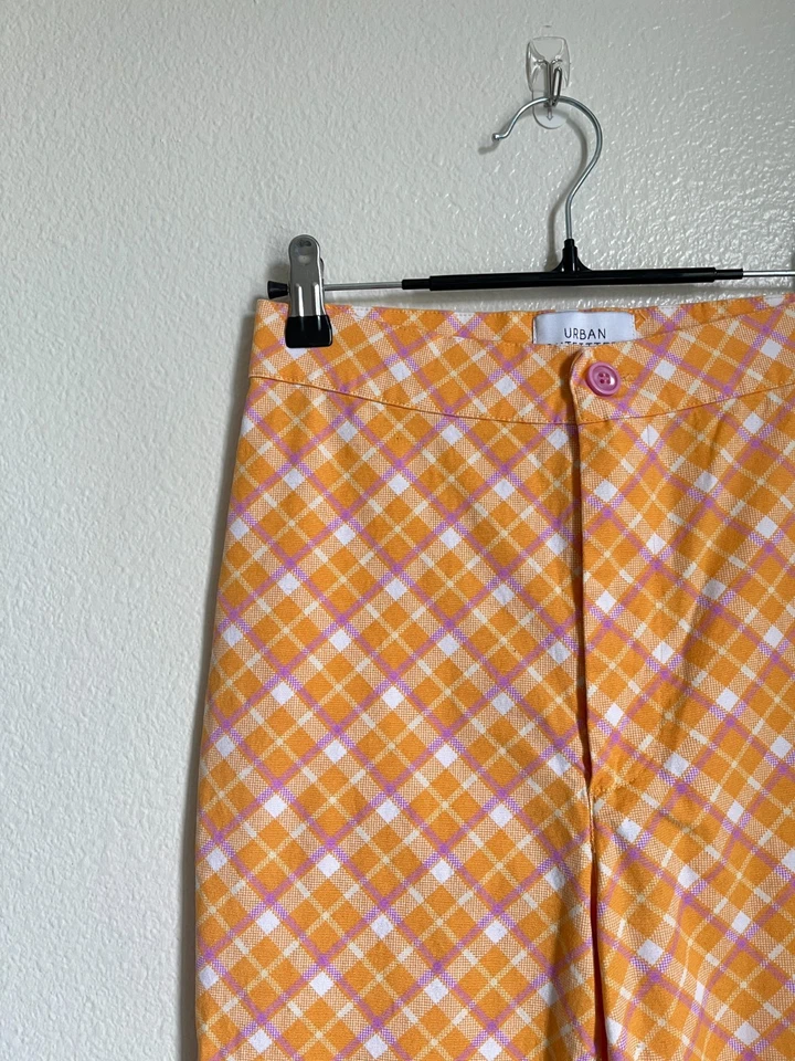 Pantalón Pin-Up Urban Outfitters Ingrid Cintura Alta en Naranja a Cuadros Talla US 4 Foto 2 de 4