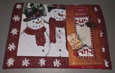 St. Nicholas Square Rectangle Table Runner Christmas Snowman Tapestry 36" NEW