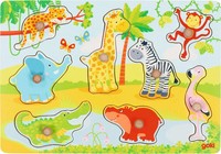 Steckpuzzle Afrikanische Tierkinder | 30 X 21 X 2,4 Cm, Holz, 8 Teile, Per StüCk