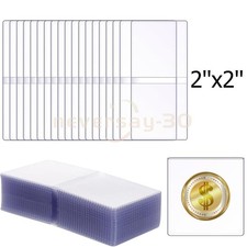  100 2x2 Double Pocket Vinyl Coin Flips Storage  Display -Clear Plastic Holder